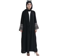 MedeShe Women's Kimono Open Abaya Dubai Turkey Muslim Islam Kebaya Embroidery Robe Abayas, Black, One Size