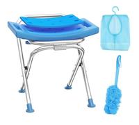 Medhelp Upgraded Folding Shower Chair, Stainless Steel Foldable Shower Seat for Inside Bathtub, Lightweight & Portable Travel Shower Stool, Anti-Slip Feet Bath Chair for Elderly, Disabled, Injured