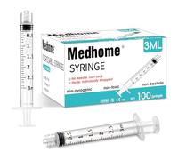 Medhome 3mL Luer Lock Syringe (No Needle) , Sterile & Individually Wrapped , Professional, Industrial & Personal Use