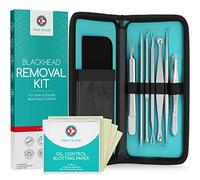 Medi Grade Blackhead Remover Tool Kit, 50 Oil-Control Blotting Paper Sheets | 7 Stainless-steel black head remover for face and 50 blotting paper sheets for blackheads, whiteheads and spots