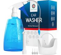Medi Grade Earwax Removal Kit with 300ml Bottle - Ear Cleaner with 2 Spray Nozzles - Reusable Home Ear Cleaning Kit - Safe Irrigation Set with 5 Tips & Hand-Free Basin