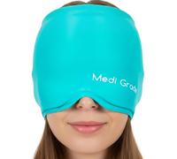 Medi Grade Migraine Relief Cap - Cooling Compression Headache Relief Cap with Full Coverage - Soft Flexible Fabric Gel Migraine Cap that Blocks Light, Reusable Migraine Mask for Cold Therapy