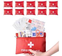 Medi Mini First Aid Kit, 14 kinds74 Pieces Small First Aid Kit for Travel, Home, Office, Vehicle, Camping, Workplace & Outdoor(Red-10 Sets)