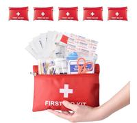 Medi Mini First Aid Kit, 14 kinds74 Pieces Small First Aid Kit for Travel, Home, Office, Vehicle, Camping, Workplace & Outdoor(Red-5 Sets)