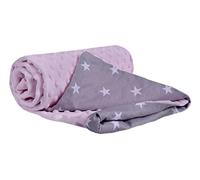 Medi Partners Crawling Blanket for Baby 100% Cotton 75x100 cm Double-Sided Multifunctional Plush Cuddly Blanket for Pushchairs Soft Fluffy (White Stars with Light Pink Plush)