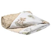 Medi Partners Baby Blanket Newborn Pram Soft 100% Cotton 75x100 Cot Toddler Comfort universal Cuddly Fluffy Crawling Plush bilateral Blankets (Safari with beige Plush)