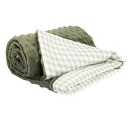 Medi Partners Baby Blanket Newborn Pram Soft 100% Cotton 75x100 Cot Toddler Comfort universal Cuddly Fluffy Crawling Plush bilateral Blankets (Plaid with green Plush)