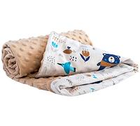 Medi Partners Baby Blanket Newborn Pram Soft 100% Cotton 75x100 Cot Toddler Comfort universal Cuddly Fluffy Crawling Plush bilateral Blankets (Boho animals with Beige Plush)