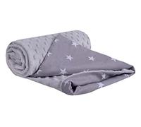Medi Partners Baby Blanket Newborn Pram Soft 100% Cotton 75x100 Cot Toddler Comfort Cuddly Fluffy Crawling Plush Blankets (White Stars with Grey Plush)