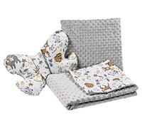 Medi Partners Baby Blanket Set 3-in-1 100% Cotton Plush Children's Blanket 55x75cm + 35x30cm Flat Cushion and Anti-Shock Pillow Butterfly
