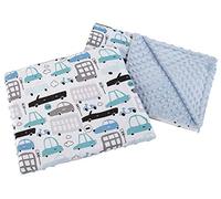 Medi Partners Baby Blanket with Pillow 100% Cotton Plush Children's Blanket 55x75cm + 35x30cm Multifunctional for Pushchairs Baby Seat Cradle
