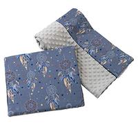 Medi Partners Baby Blanket with Pillow 100% cotton Plush Coverlet Children's Large Two-Sided 75x100 + 35x30cm Multifunctional for Bed Baby strollers (Dreamcatchers with grey Plush)