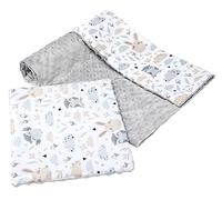 Medi Partners Baby Blanket with Pillow 100% cotton Plush Coverlet Children's Large Two-Sided 75x100 + 35x30cm Multifunctional for Bed Baby strollers (Glade with grey Plush)