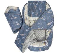 Medi Partners Baby Nest Pod for Newborn Babynest Bed 5pcs Set - 100x60x15 Lounger Essentials 0-12 Months sleeping bilateral Cocoon 100% Cotton (Dreamcatchers with grey Plush)