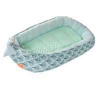 Medi Partners Baby Nest Pod for Newborn Babynest Sleep Bed - 100x60x15 Lounger Essentials 0-12 Months sleeping bilateral Cocoon 100% Cotton (Forest with mint Plush)