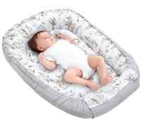 Medi Partners Baby Nest Pod for Newborn Babynest Sleep Bed - 100x60x15 Lounger Essentials 0-12 Months sleeping bilateral Cocoon 100% Cotton Waffle (Deer in leaves with grey Waffle)