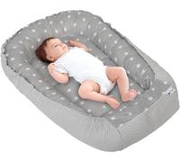 Medi Partners Baby Nest Pod for Newborn Babynest Sleep Bed - 100x60x15 Lounger Essentials 0-12 Months sleeping bilateral Cocoon 100% Cotton Waffle (Stars with grey Waffle)