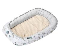 Medi Partners Baby Nest Pod for Newborn Babynest Sleep Bed - 100x60x15 Lounger Essentials 0-12 Months sleeping bilateral Cocoon 100% Cotton (Mint Zoo with Beige Plush)