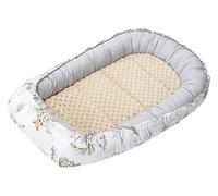 Medi Partners Baby Nest Pod for Newborn Babynest Sleep Bed - 100x60x15 Lounger Essentials 0-12 Months sleeping bilateral Cocoon 100% Cotton (Safari with Beige Plush)