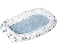 Medi Partners Baby Nest Pod for Newborn Babynest Sleep Bed - 100x60x15 Lounger Essentials 0-12 Months sleeping bilateral Cocoon 100% Cotton (Teddy with light blue Plush)
