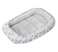 Medi Partners Baby Nest Pod for Newborn Babynest Sleep Bed - 100x60x15 Lounger Essentials 0-12 Months sleeping bilateral Cocoon 100% Cotton (Deer in the leaves with grey Plush)