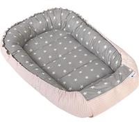 Medi Partners Baby Nest Pod for Newborn Babynest Sleep Bed - 100x60x15 Lounger Essentials 0-12 Months sleeping bilateral Cocoon 100% Cotton Waffle (Stars with light pink Waffle)