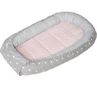 Medi Partners Baby nest Pod Newborn Sleepyhead 100% Cotton 100x60x15cm Bed Pillow Accessories Cocoon for Babies (Stars with Light Pink Plush)