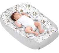 Medi Partners Baby Nest Pod for Newborn Babynest Sleep Bed - 100x60x15 Lounger Essentials 0-12 Months sleeping bilateral Cocoon 100% Cotton Waffle (Deer with grey Waffle)