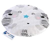 Medi Partners Cherry Stone Cushion Heat Pillow for Babies 180g Round 15cm Eco Natural 100% Cotton Heat and Cold Therapy Massage Therapy (Teddy)