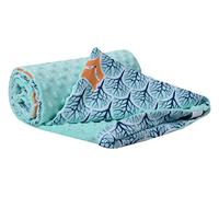 Medi Partners Crawling Blanket for Baby 100% Cotton 75x100cm Double-Sided Multifunctional Plush Cuddly Blanket for Pushchairs Soft Fluffy (Forest with Mint Plush)