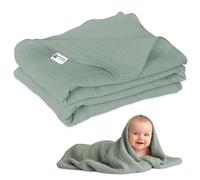 Medi Partners Crawling Blanket for Baby 100% Cotton 75x100cm Double-Sided Multifunctional Plush Cuddly Blanket for Pushchairs Soft Fluffy (Miki with Grey Plush)