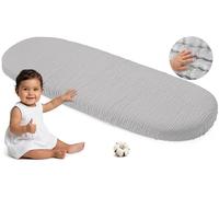 Medi Partners Fitted Sheet Muslin Baby Pram Sheet 86 x 40 cm Bed Sheet Bassinet - 100% Cotton Muslin Sheet Fitted Sheet for Cot Cot Cover (Grey)