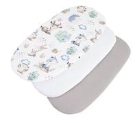 Medi Partners Set of 3 pcs. Fitted Sheet Pram 86 x 40 cm 100% Cotton Mattress Protector Baby