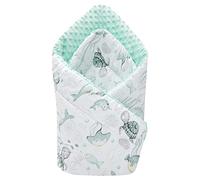 Medi Partners Swaddling Blanket 100% Cotton 75x75cm Double Sided Soft All Year Round Multifunctional Anti-Allergic Babies (Ocean with mint Plush)