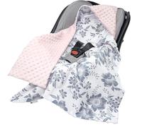 Medi Partners Swaddling Blanket 100% Cotton 85x85cm Double-Sided Multifunctional Plush Blanket With a hood for Pushchairs Soft Fluffy (Berry with pink Plush)