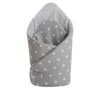 Medi Partners Swaddling Blanket Pillow 100% Cotton 75x75cm Sleeping Bag Double Sided Soft All Year Round Multifunctional Anti-Allergic Babies (Grey Stars)
