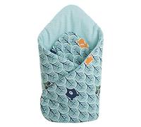 Medi Partners Swaddling Blanket Pillow 100% Cotton 75x75cm Sleeping Bag Double Sided Soft All Year Round Multifunctional Anti-Allergic Babies (Forest with Mint)