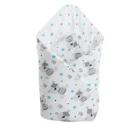 Medi Partners Swaddling Blanket Pillow 100% Cotton 75x75cm Sleeping Bag Double Sided Soft All Year Round Multifunctional Anti-Allergic Babies (Blue Teddy)