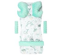 Medi Partners Universal Seat Cover for Pushchairs and Buggies Seat Cover Pushchair Seat Cover 5 Pieces Belt Pad + Play Arch Plush Cotton (Ocean with Mint Plush)