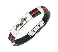 Medi-Tag Addison's Steroid Dependent - Medical Alert Bracelet Black/Red Rubber Stainless Steel Medical ID Band (7.5")