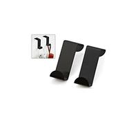 Medi Troia Pack of 4 Stainless Steel Reversible Over Door Cabinet Drawer Hooks Office Kitchen Towel Coat Hooks Rack (Black)