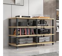 Media Audio Tower Cabinet Game Console Stand Floor-Standing Audio Rack Speaker Display Stand Modern Audio-Video Media Stand Easy To Assemble For Living Gaming Recording Room,Walnut-120x40x50cm