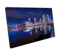 Media City On Manchester Ship Canal Salford And Trafford Greater Manchester England Wall Art Print On Canvas Picture For Home Office Decor 30x20cm (12x8In)