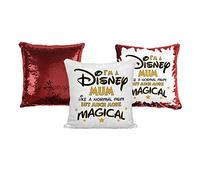 Media Replication Print Maniacs Disney Mummy Sequin Pillow Christmas Birthday Magic Reveal Swipe Mother Day Cushion Gift (Mum) (Red, Cover Only/No insert)