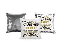 Media Replication Print Maniacs Disney Mummy Sequin Pillow Christmas Birthday Magic Reveal Swipe Mother Day Cushion Gift Grandma Nan (Nanny) (Silver, With Insert/Stuffing)