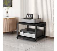 Media Stand 2-Tier Movable AV Media Stand Corner TV Shelf Amplifier Rack Audio DVD CD Players Stand Modern Stereo Component Cabinet Open Storage Shelf for Home/Office/Theater