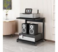 Media Stand 2-Tier Movable AV Media Stand Corner TV Shelf Amplifier Rack Audio DVD CD Players Stand Modern Stereo Component Cabinet Open Storage Shelf for Home/Office/Theater