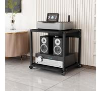 Media Stand 2-Tier Movable AV Media Stand Corner TV Shelf Amplifier Rack Audio DVD CD Players Stand Modern Stereo Component Cabinet Open Storage Shelf for Home/Office/Theater