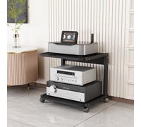 Media Stand 2-Tier Movable AV Media Stand Corner TV Shelf Amplifier Rack Audio DVD CD Players Stand Modern Stereo Component Cabinet Open Storage Shelf for Home/Office/Theater