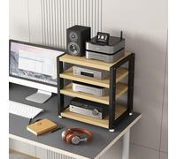 Media Stand Audio Rack Portable Media Storage Rack AV Media Stand Corner Shelf Stereo Racks and Stands with Storage Shelves for Living Gaming Recording Room Meeting Room Bedroom.(Wood color,45x35x48cm